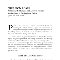 The Lion Roars: Opposing Euthanasia and Assisted Suicide in the Spirit of Cardinal von Galen