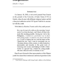 Philippine Pastoral Implications of Pope Francis’ Vision of Youth Evangelization