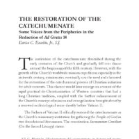 The Restoration of the Catechumenate: Some Voices from the Peripheries in the Redaction of Ad Gentes 14