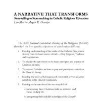 A Narrative that Transforms: Story-telling to Story-making in Catholic Religious Education