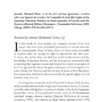 Manuel Ruiz Jurado, A la luz del carisma Ignaciano: estudios sobre san Ignacio de Loyola y la Compañía de Jesús [BOOK REVIEW]