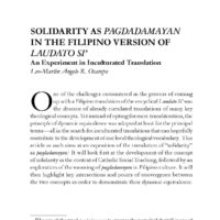 Solidarity as Pagdadamayan in the Filipino Version of Laudato Si’: An Experiment in Inculturated Translation