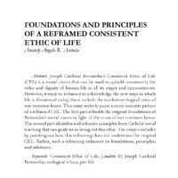 Foundations and Principles of a Reframed Consistent Ethic of Life