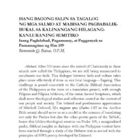 Isang Bagong Salin sa Tagalog ng Mga Salmo at Mabisang Pagbabalik-Bukal sa Kalinangang Hilagang-Kanluraning Semitiko: Isang Paglalahad, Pagsasanay, at Pagganyak sa Pamamagitan ng Slm 109