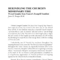 Rekindling the Church’s Missionary Fire: Pivotal Insights from Francis’s Evangelii Gaudium