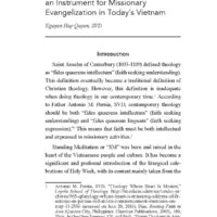 Doing Contextual Theology: Standing Meditation as an Instrument for Missionary Evangelization in Today’s Vietnam