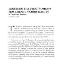 Beguines: The First Women’s Movement in Christianity: A Time for a Return?
