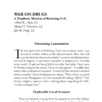 War on Drugs: A Prophetic Mission of Resisting Evil