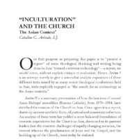 “Inculturation” and the Church: The Asian Context