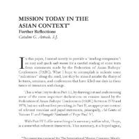 Mission Today in the Asian Context: Further Reflections