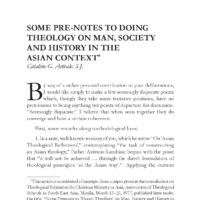 Some Pre-Notes to Doing Theology on Man, Society and History in the Asian Context