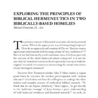 Exploring the Principles of Biblical Hermeneutics in Two Biblically-Based Homilies
