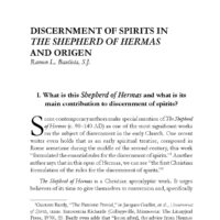Discernment of Spirits in The Shepherd of Hermas and Origen
