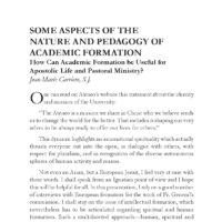 Some Aspects of the Nature and Pedagogy of Academic Formation: How Can Academic Formation be Useful for Apostolic Life and Pastoral Ministry?