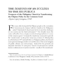 The Diakonia of an Ecclesia to the Res Publica