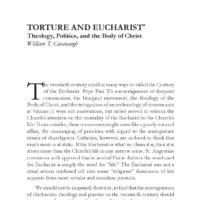 Torture and Eucharist: Theology, Politics, and the Body of Christ