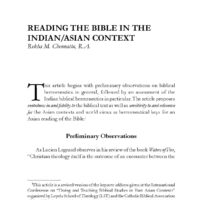 Reading the Bible in the Indian/Asian Context