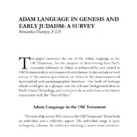 Adam Language in Genesis and Early Judaism: A Survey