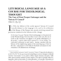 Liturgical Language as a Course for Theological Thought: The Case of Dom Prosper Guéranger and the Vatican II Council