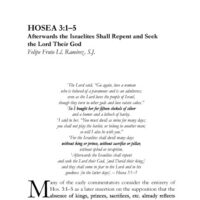 Hosea 3:1–5: Afterwards the Israelites Shall Repent and Seek the Lord Their God