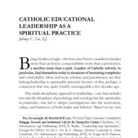Catholic Educational Leadership as a Spiritual Practice