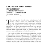 Cardinals Kim and Sin in Context: A Hermeneutics of Pastoral Leadership