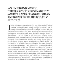 An Emerging Mystic Theology of Sustainability Amidst Rapid Changes for an Indigenous Church of Asia