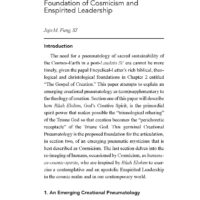 Pneumatology of Sacred Sustainability: Foundation of Cosmicism and Enspirited Leadership