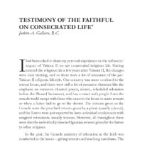 Testimony of the Faithful on Consecrated Life