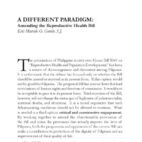 A Different Paradigm: Amending the Reproductive Health Bill