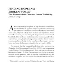 Finding Hope in a Broken World: The Response of the Church to Human Trafficking