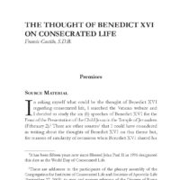 The Thought of Benedict XVI on Consecrated Life