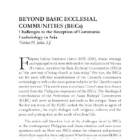 Beyond Basic Ecclesial Communities (BECs): Challenges to the Reception of Communio Ecclesiology in Asia