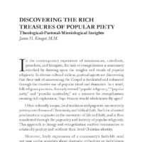 Discovering the Rich Treasures of Popular Piety: Theological-Pastoral-Missiological Insights