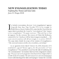 New Evangelization Today: Exploring Key Themes and Asian Links