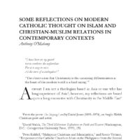 Some Reflections on Modern Catholic Thought on Islam and Christian-Muslim Relations in Contemporary Contexts