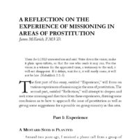 A Reflection on the Experience of Missioning in Areas of Prostitution