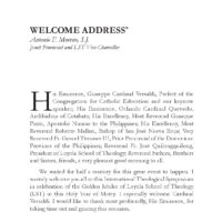 Welcome Address - Antonio F. Moreno, SJ