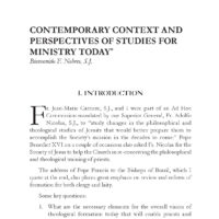 Contemporary Context and Perspectives of Studies for Ministry Today