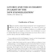 Liturgy and the Eucharist in Light of the New Evangelization