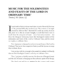 Music for the Solemnities and Feasts of the Lord in Ordinary Time