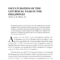 Inculturation of the Liturgical Year in the Philippines