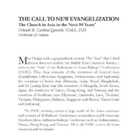 The Call to New Evangelization: The Church in Asia in the Next 50 Years