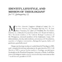 Identity, Lifestyle, and Mission of Theologians