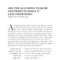 Are the Allusions to Jacob and Moses in Hosea 12 Late Insertions?
