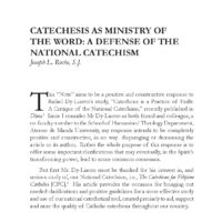 Catechesis as Ministry of the Word: A Defense of the National Catechism