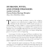 Husbands, Wives, and Other Strangers: Another Look at the Hosean Broken Marriage Metaphor