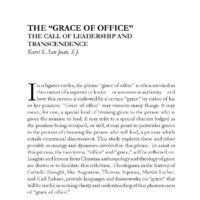 The “Grace of Office”: The Call of Leadership and Transcendence