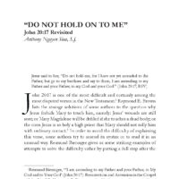 “Do Not Hold On To Me”: John 20:17 Revisited