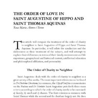 The Order of Love in Saint Augustine of Hippo and Saint Thomas Aquinas